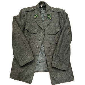 Vintage Gray Blazer with Green Accents